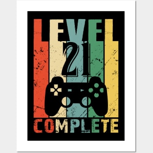 Vintage 21th Wedding Anniversary Level 21 Complete Video Gamer Birthday Gift Ideas Posters and Art